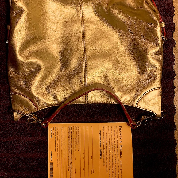 Dooney & Bourke-GOLD, Pink pattern interior HANDBAG! NEW w/ unreg serial# Doc. - Picture 3 of 9